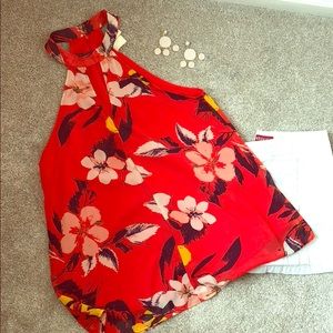 NWOT Red Floral Blouse